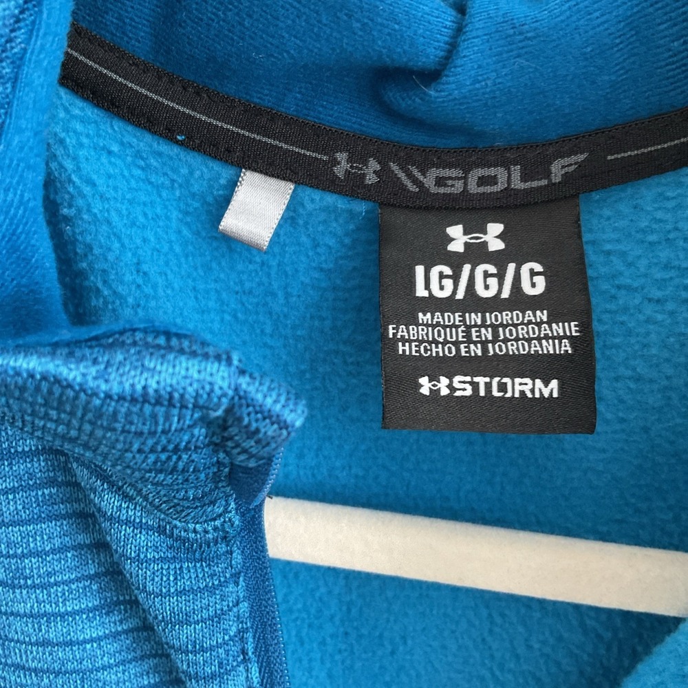 Under Armour Golf Storm Fleece Pullover Jacket Pinstripe Men's Sz L Teal Cobalt - Picture 7 of 9